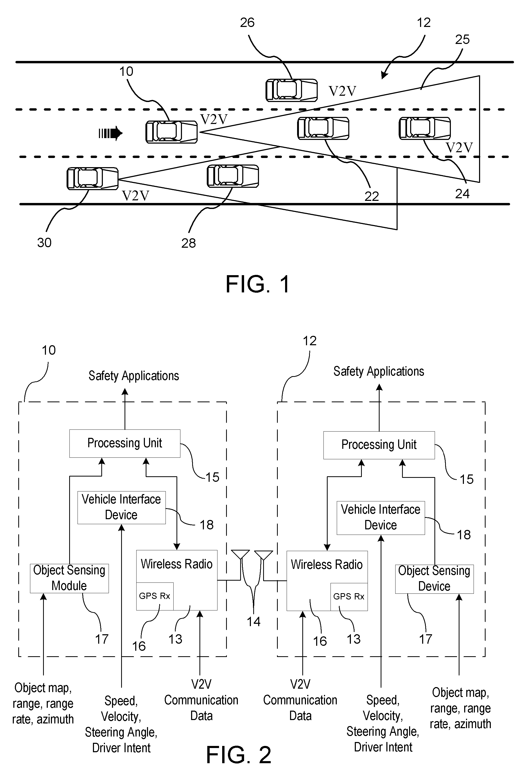 Combined Vehicle-to-Vehicle Communication and Object Detection Sensing