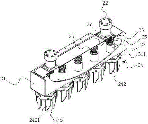 Front-installed soil-loosening operation head and operation method thereof