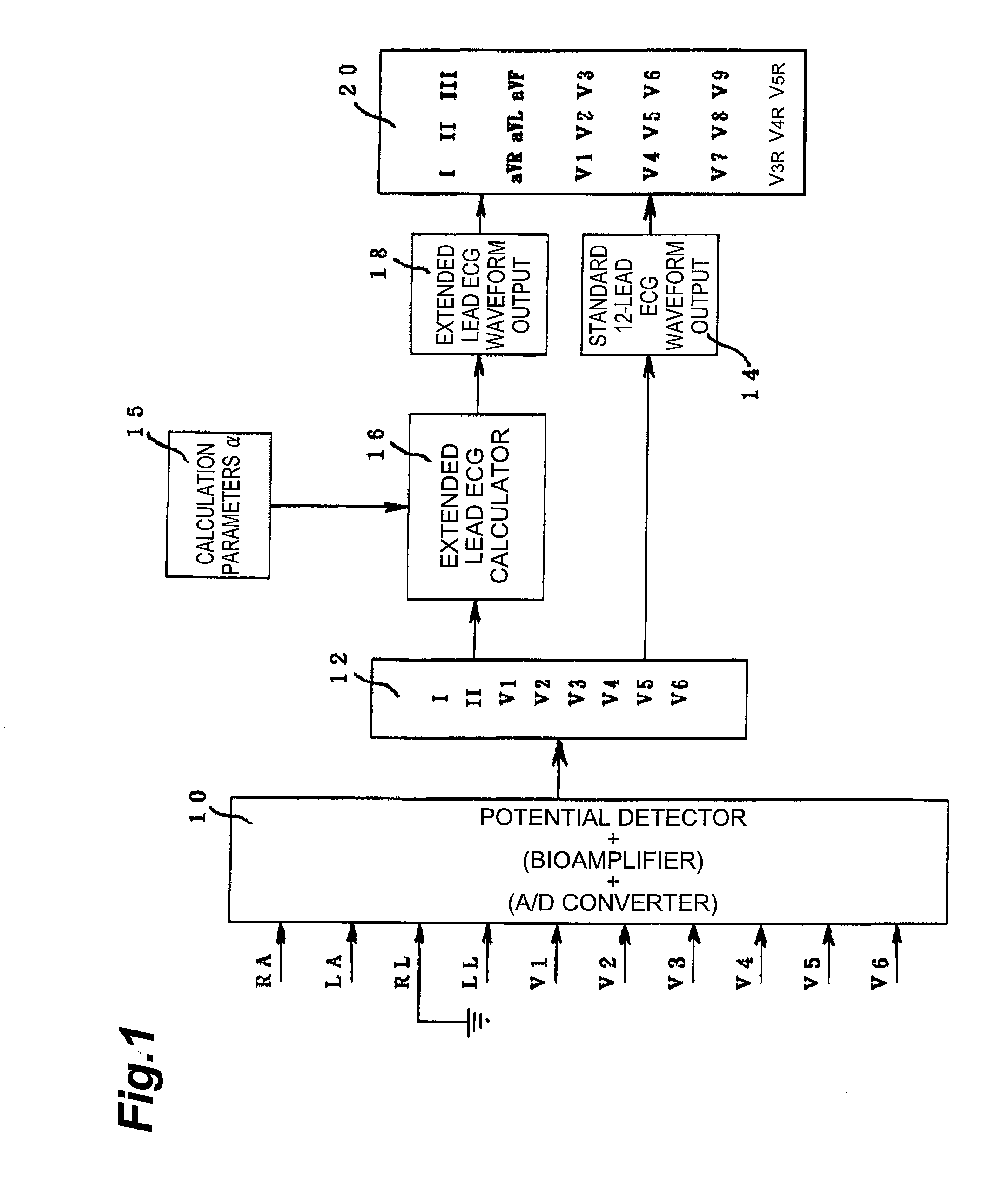 Electrocardiograph with extended lead function, and extended lead electrocardiogram deriving method