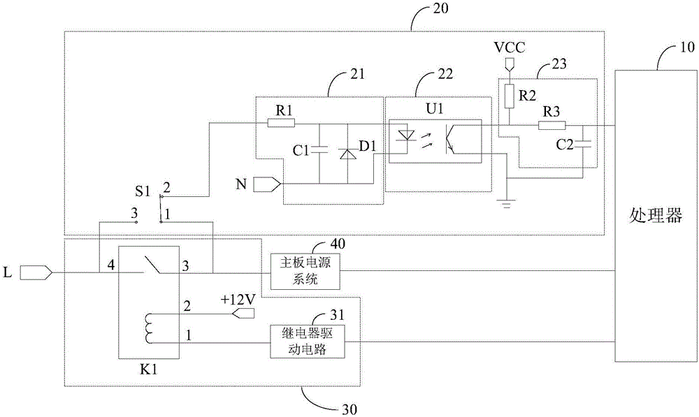 Power on/off circuit and household electrical appliance