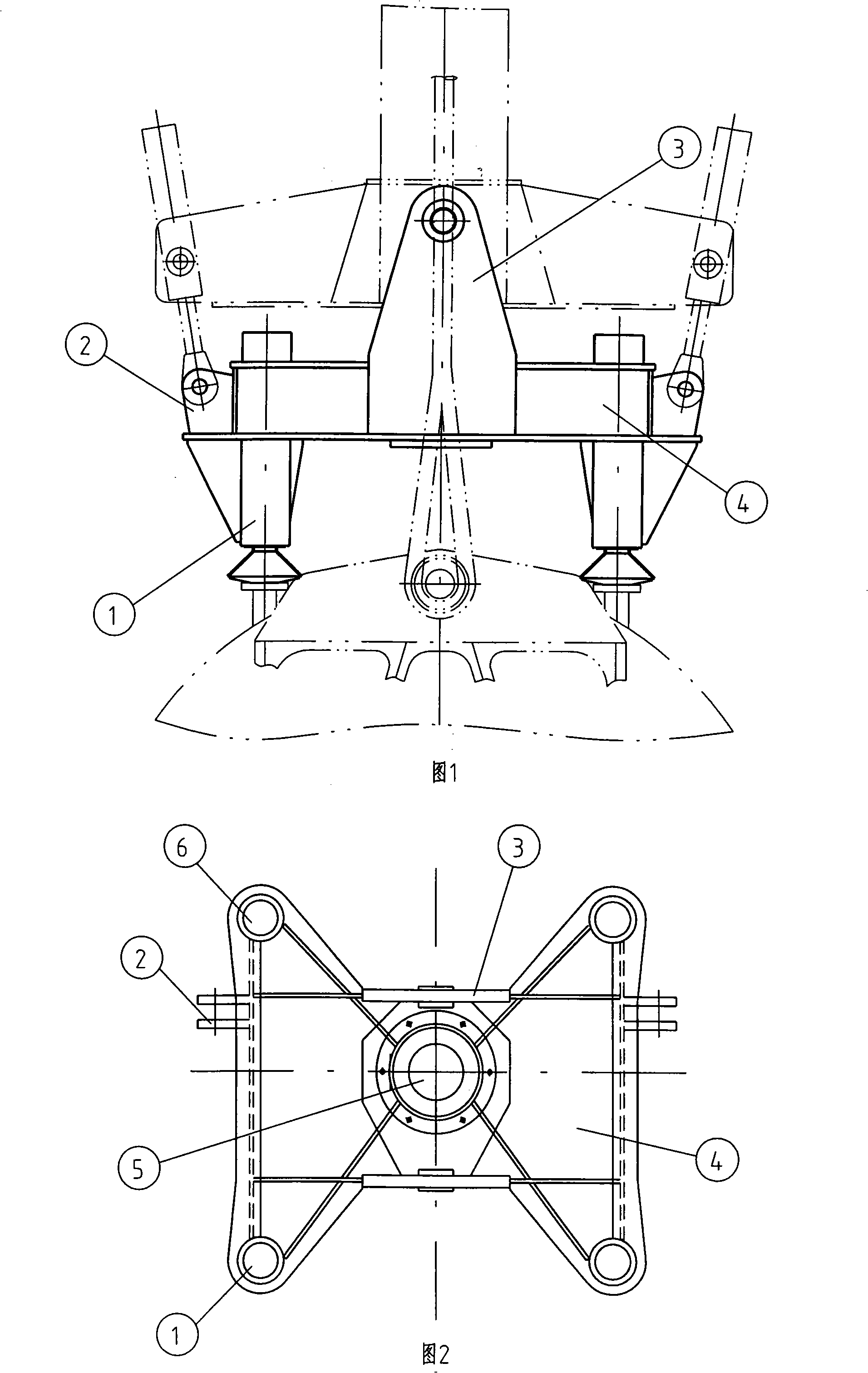 Detachable four fulcrum type docking head for submersible