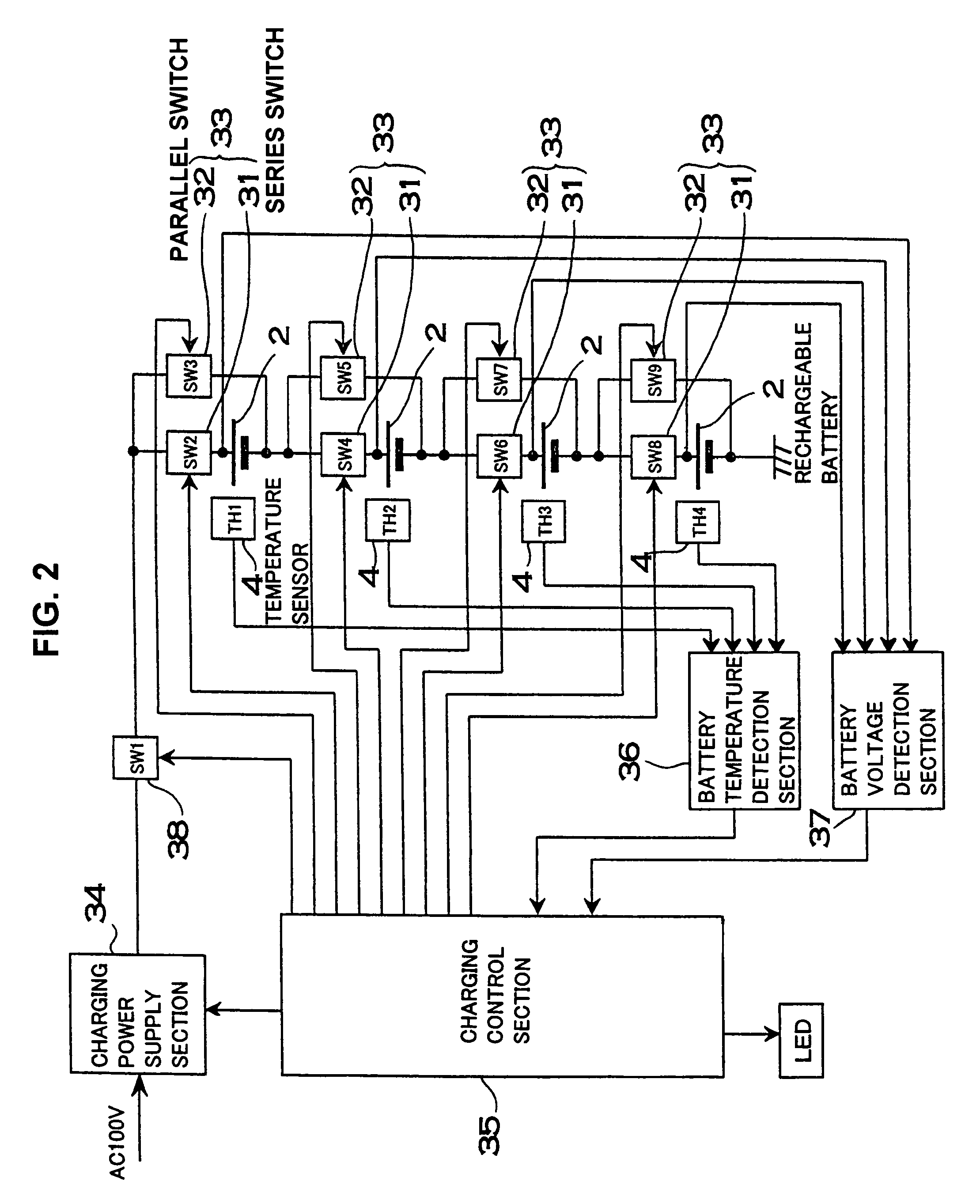 Battery charging apparatus for charging a plurality of batteries