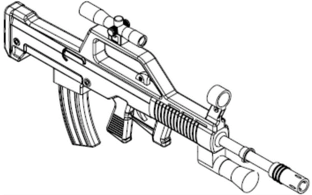 Submachine gun with infrared laser scan detection aiming equipment