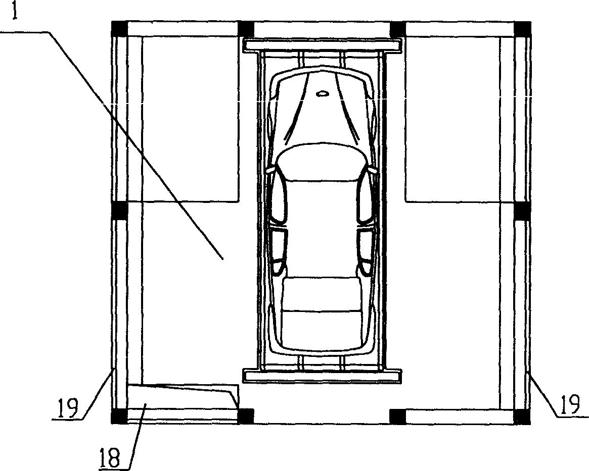 Structural method of underground garage and wellhole type underground multi-story garage