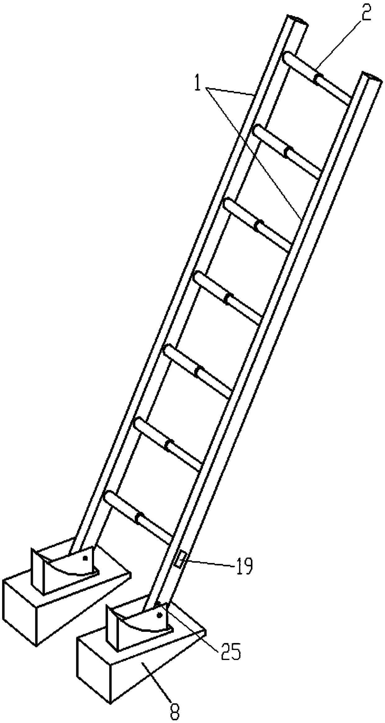 High-altitude operation ladder capable of preventing slip and sideway falling and giving alarm in dangerous case