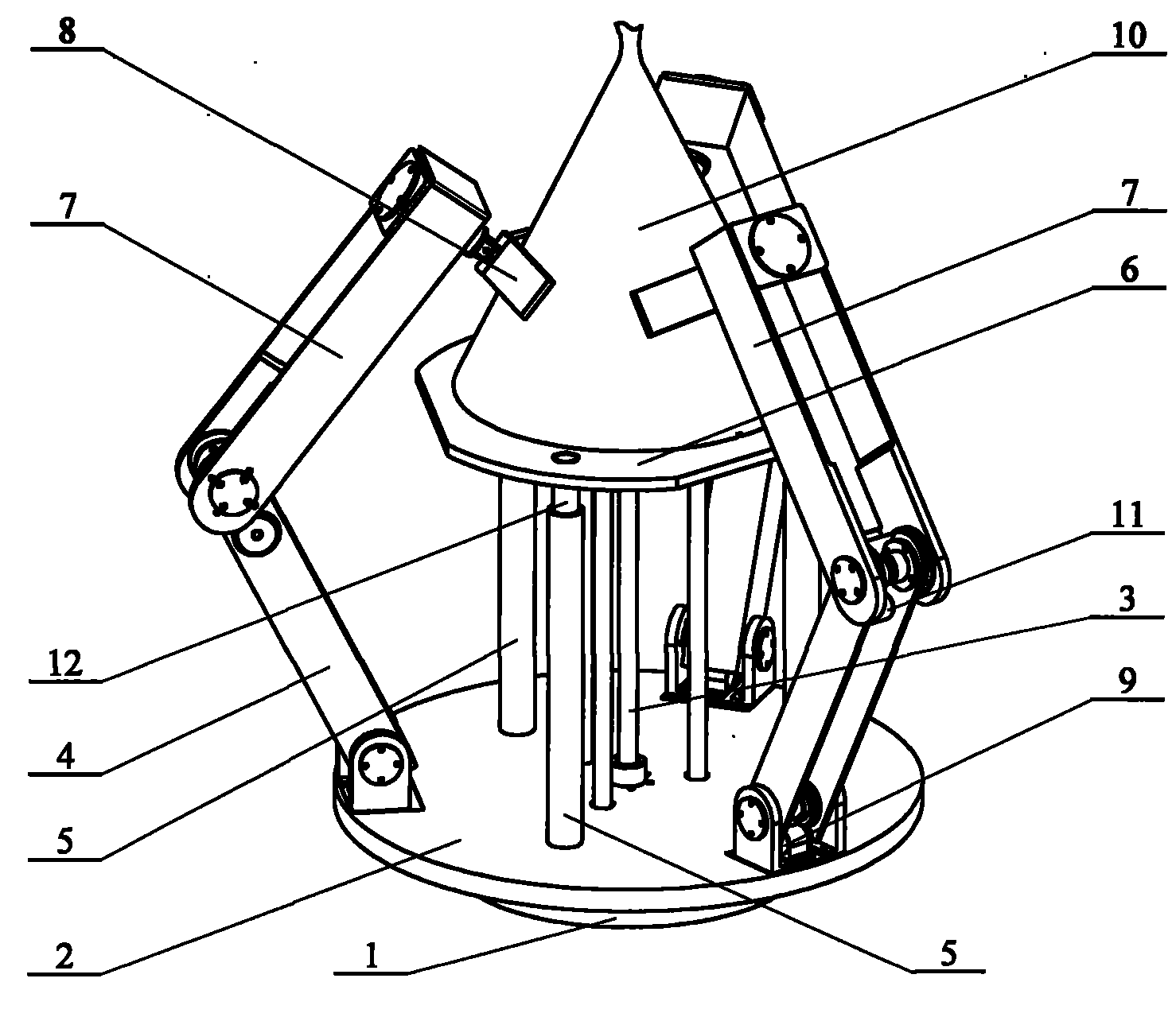 Three-arm type noncooperative target docking mechanism