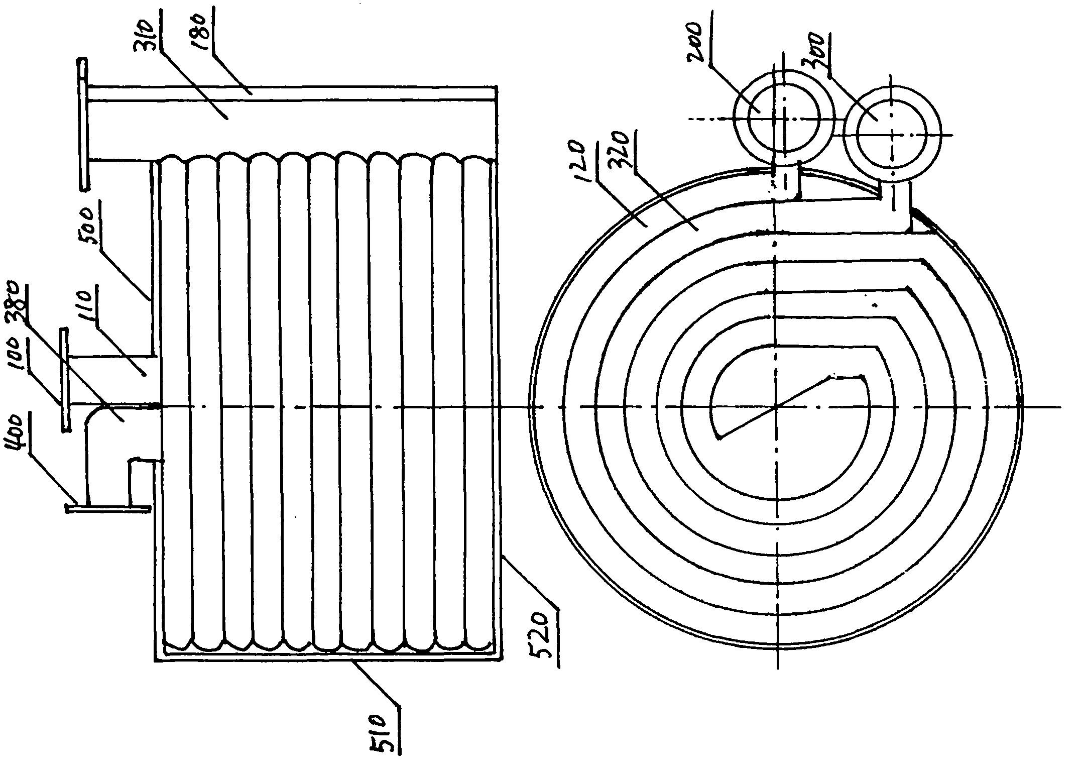 Spiral flow channel heat exchanger