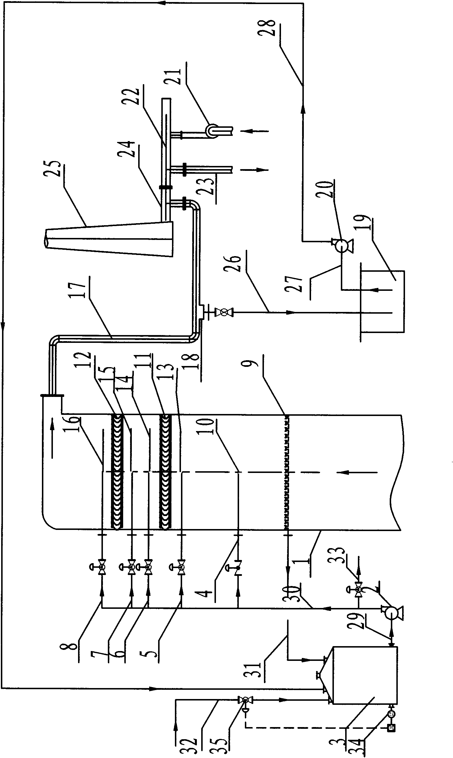 Process and device for dehumidifying wet flue gas purification tail gas