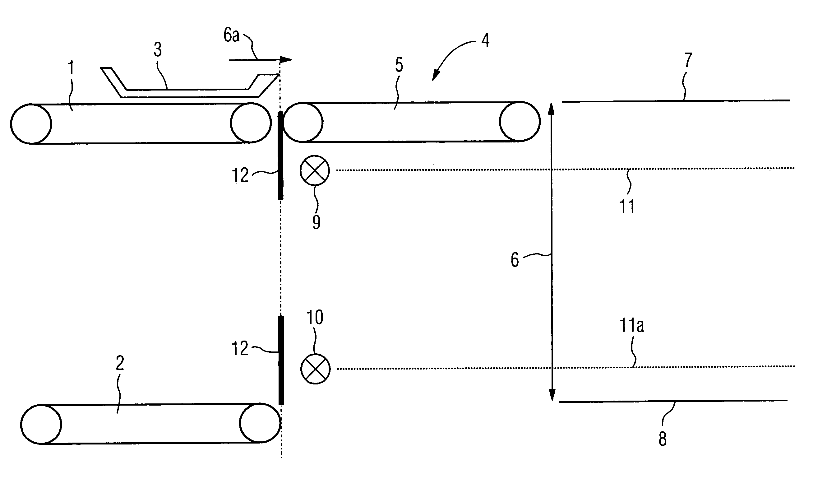 Transport system for articles, in particular containers for baggage pieces, and control method for the transport system