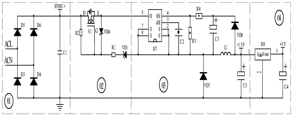 Non-isolated switching power supply circuit for super wide voltage input