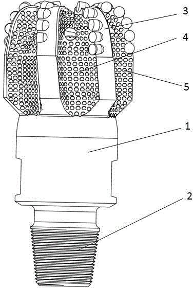 Balling-resistant PDC (polycrystalline diamond compact) drill bit with pits in surfaces of flow passages