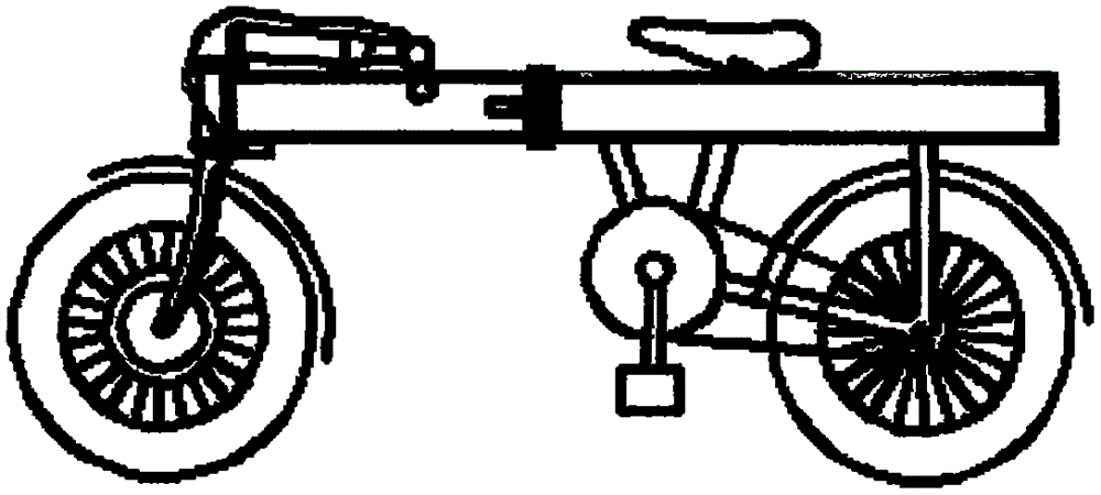 Foldable electric straight-beam bicycle with built-in batteries mounted in front-back split mode