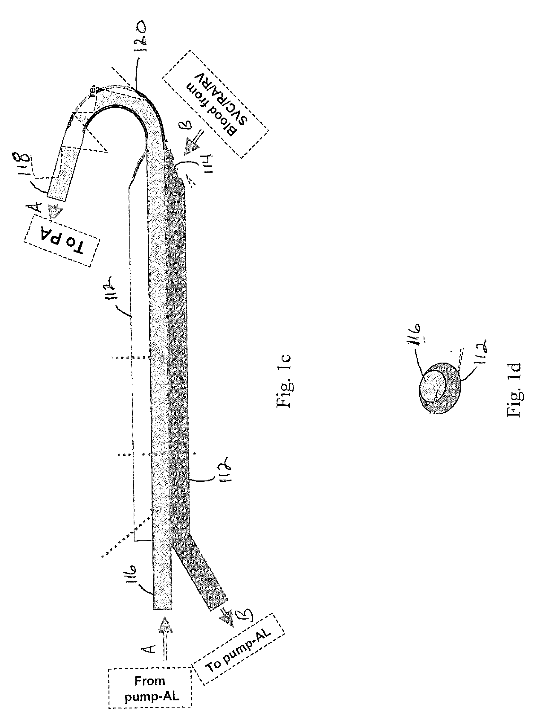Blood access assembly for artificial lung and right ventricular assist device