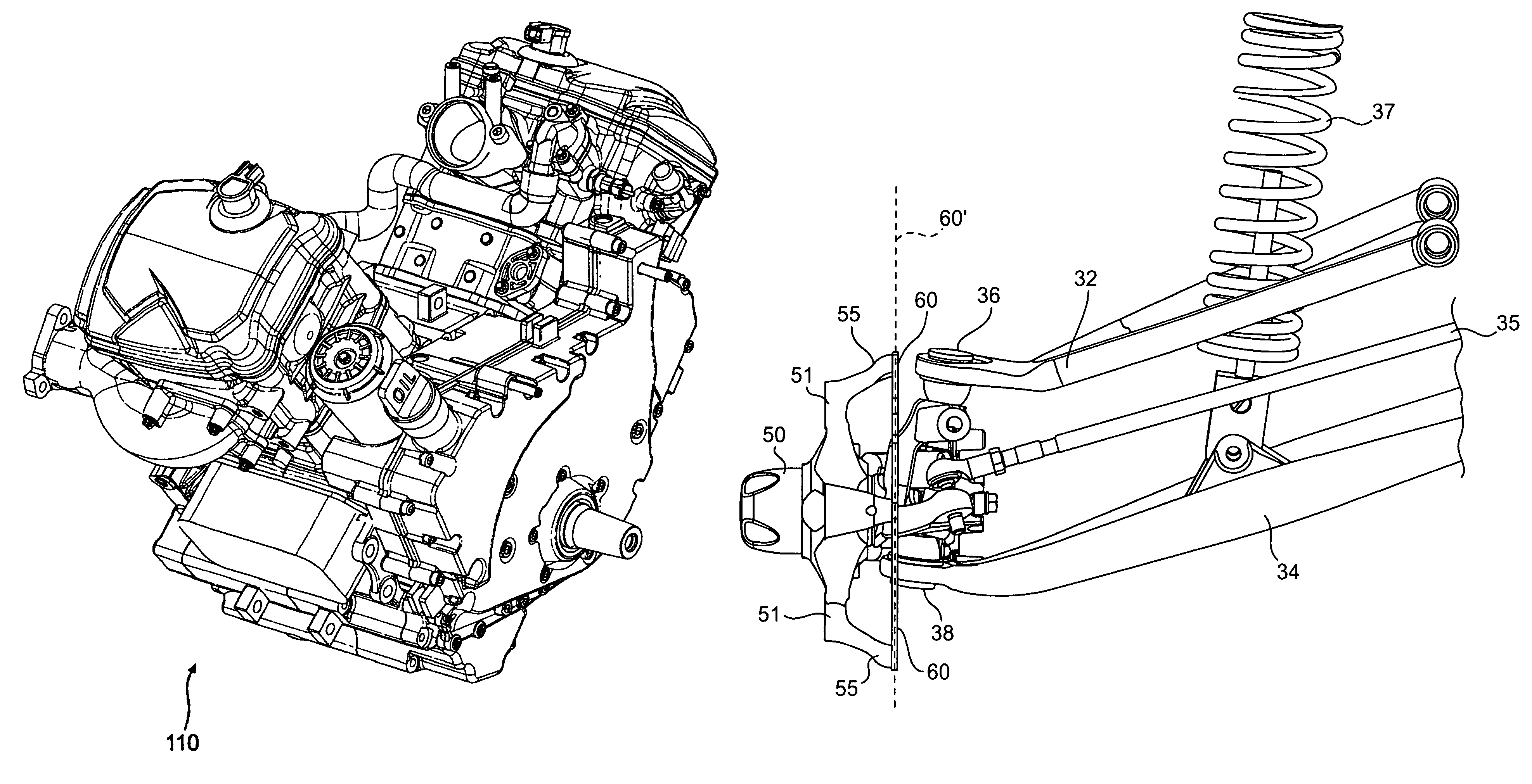 Front drive geometry for an all-terrain vehicle