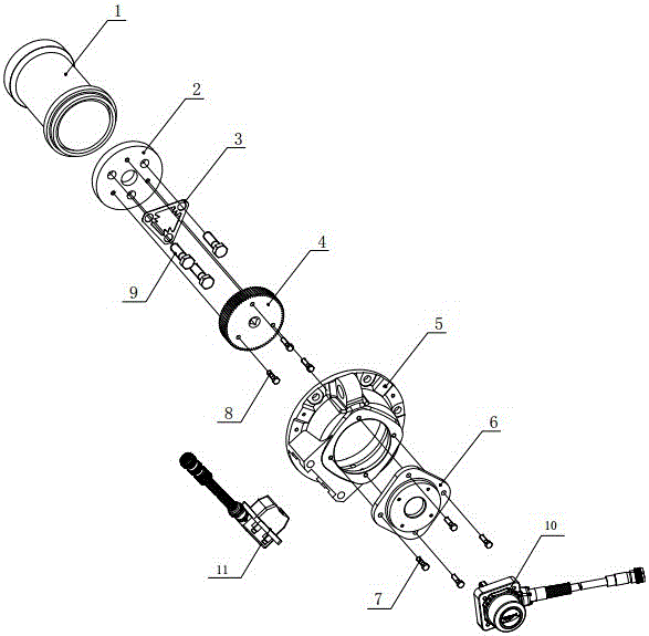 Locomotive axle end structure on which six-channel Hall speed sensor can be additionally mounted