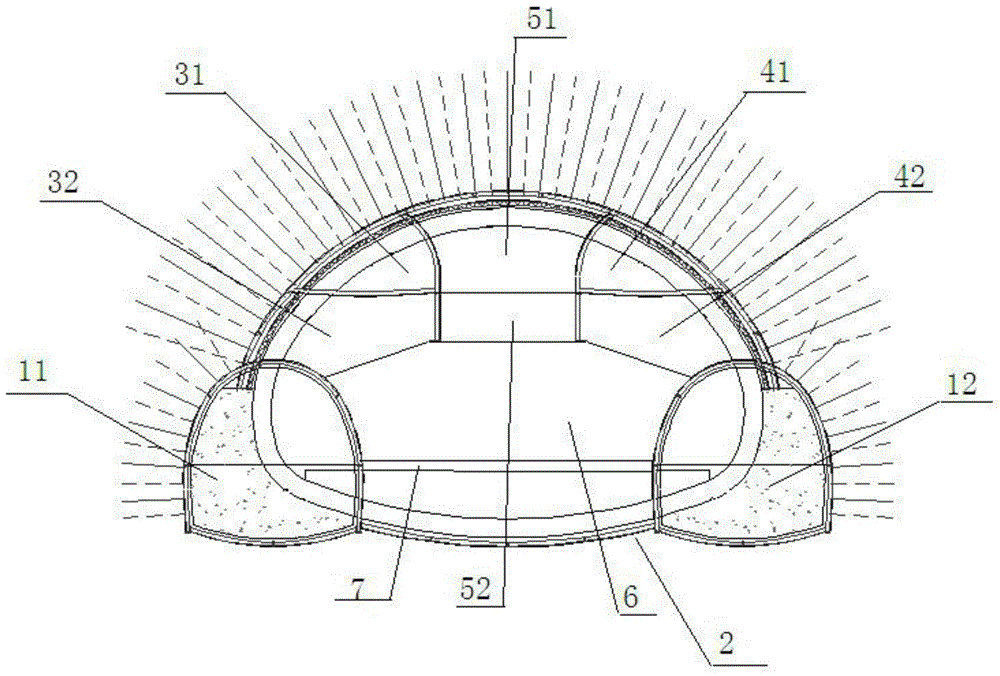 Construction method of ultra-large tunnel with variable cross-section