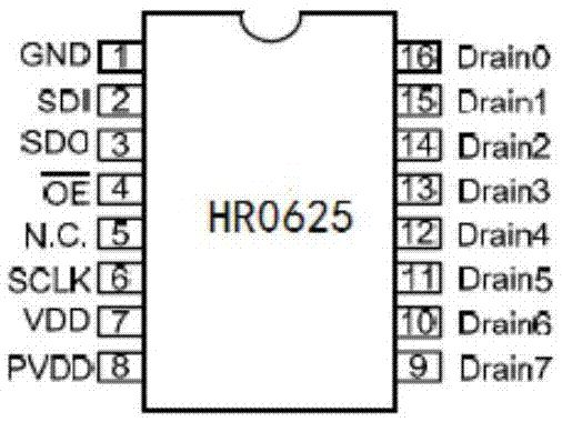 Eight-bit serial-parallel conversion driving chip suitable for heavy-current control driving