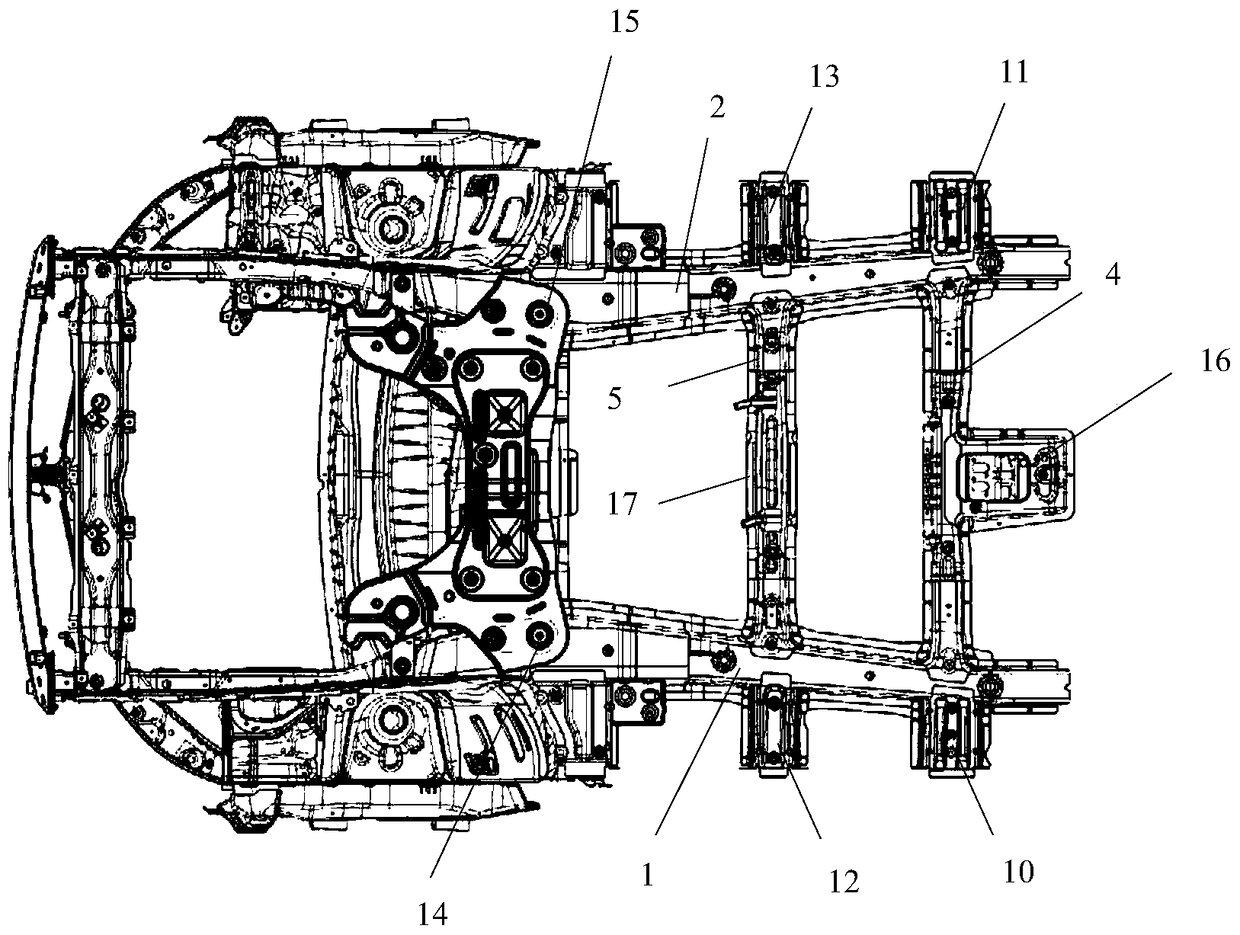 A front car body double beam channel structure
