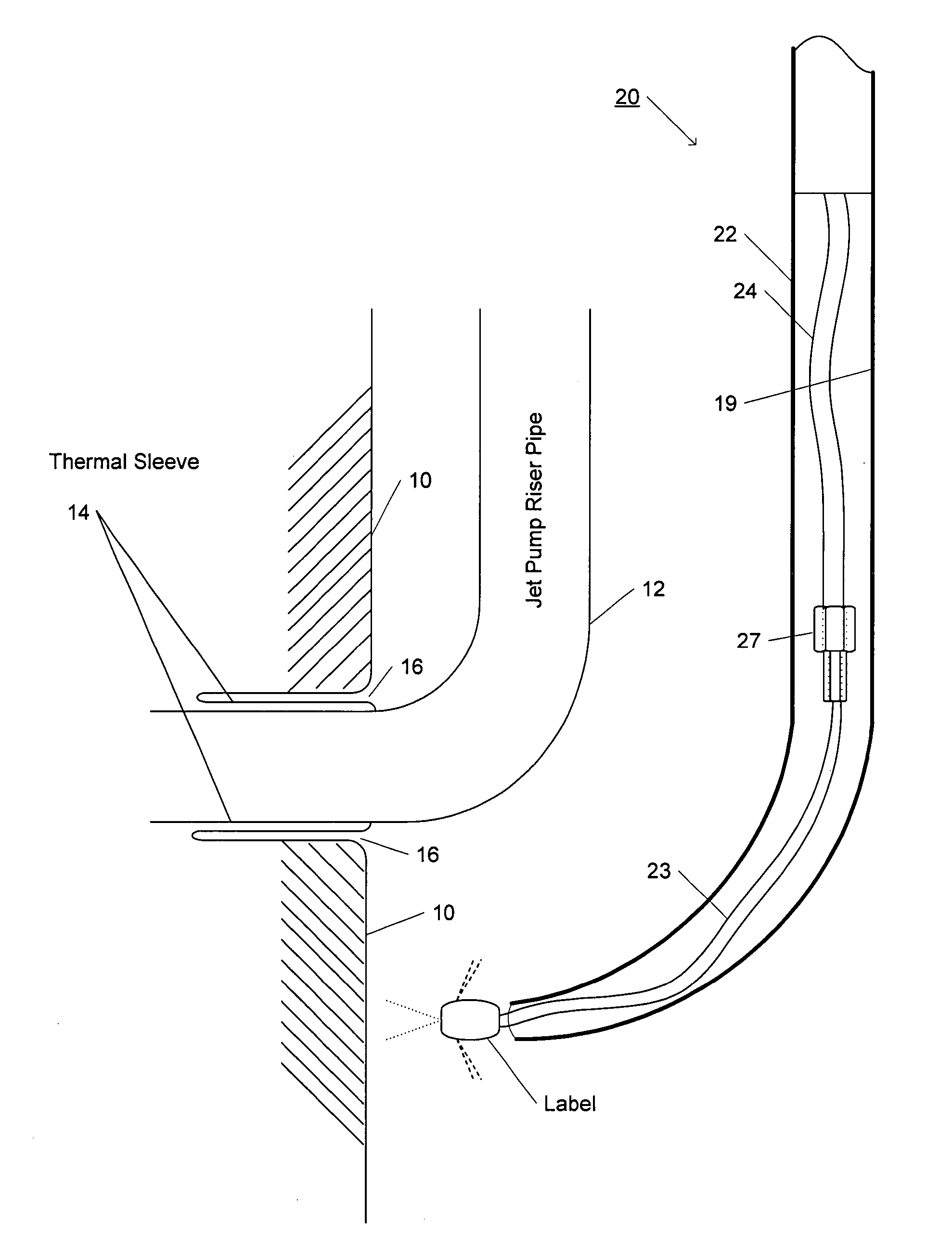 Method and apparatus for high pressure water jet lancing of foreign materials from surfaces of a nuclear power reactor
