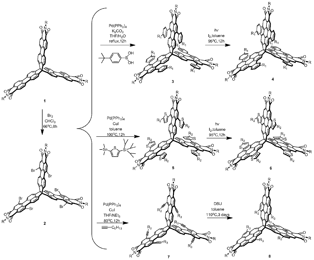 A peryleneimide c-based  <sub>3</sub> Symmetrical Spiritane Derivatives and Their Synthesis and Application