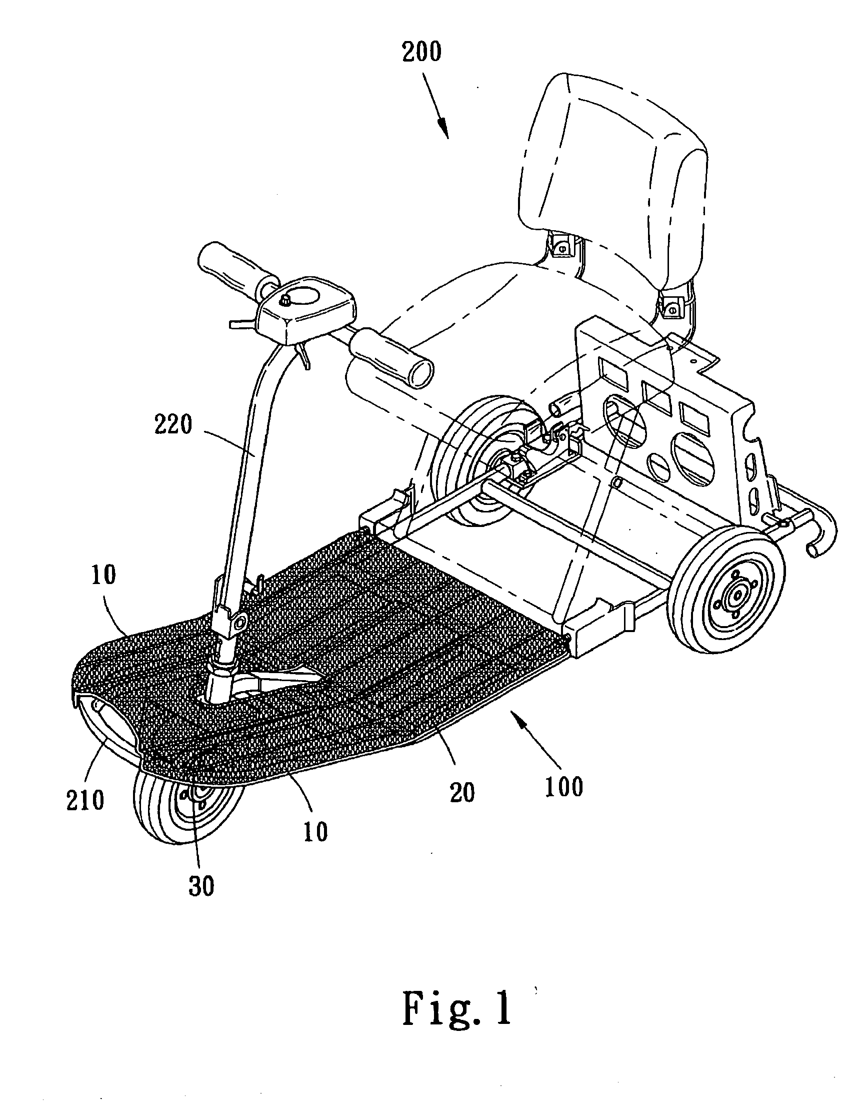 Footrest platform of medical scooter