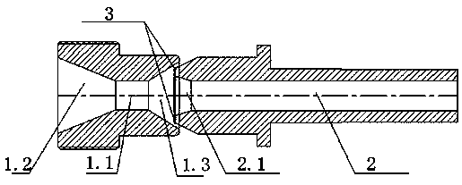 Connecting device for inlet pipe of silking machine and middle guide tube