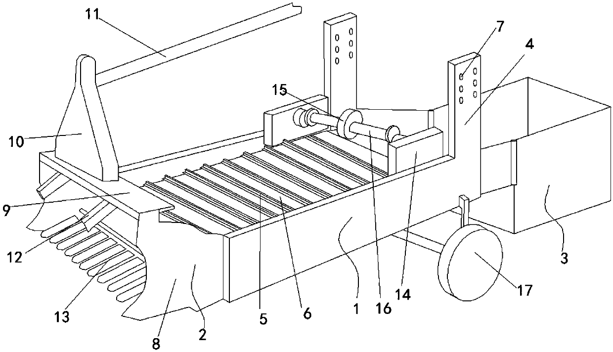 Potato harvesting and stacking integrated device