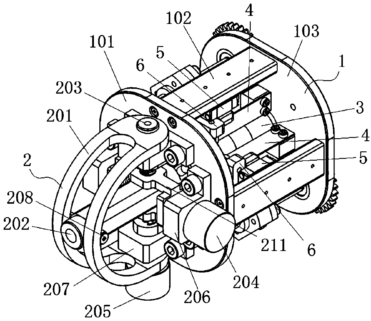 Two-degree-of-freedom variable-rigidity ball-and-socket joint of robot