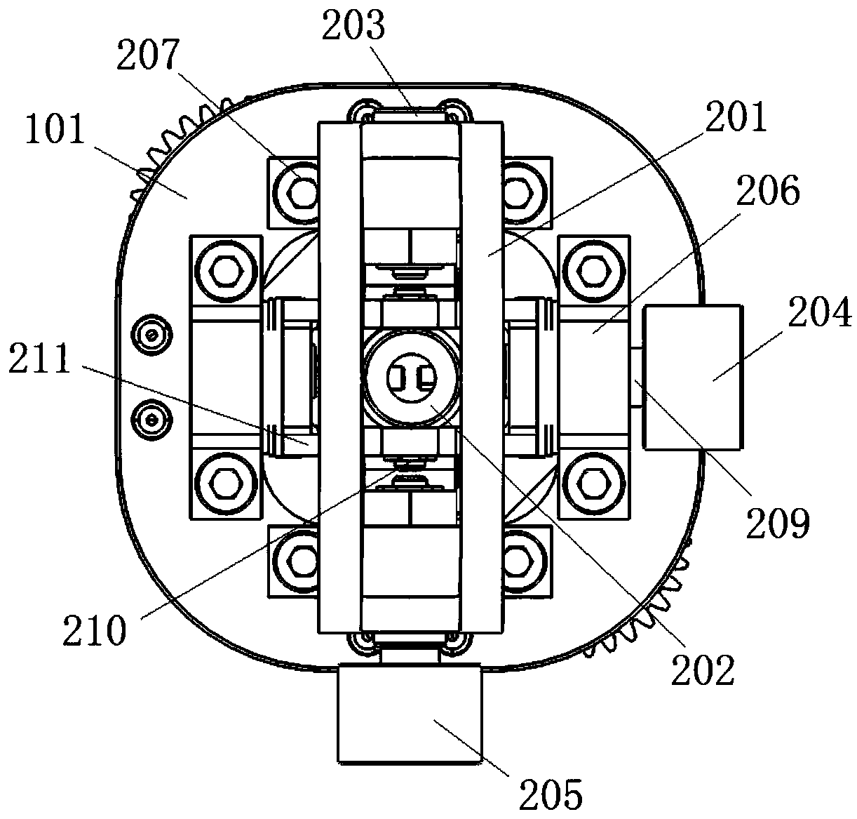 Two-degree-of-freedom variable-rigidity ball-and-socket joint of robot