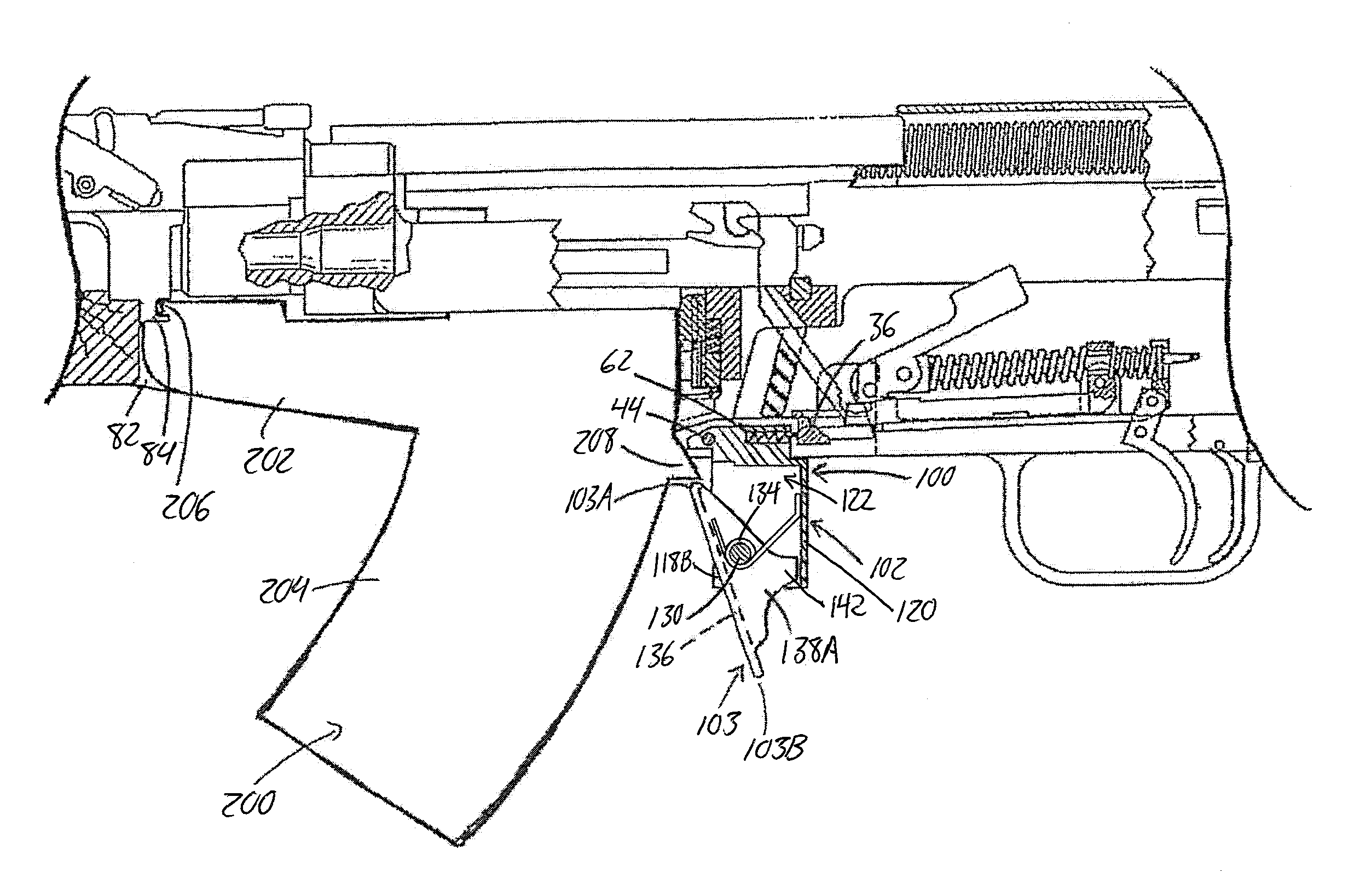 Push-Lever Magazine Release for Converting a Carbine from Clamshell Magazines to Removable Magazines