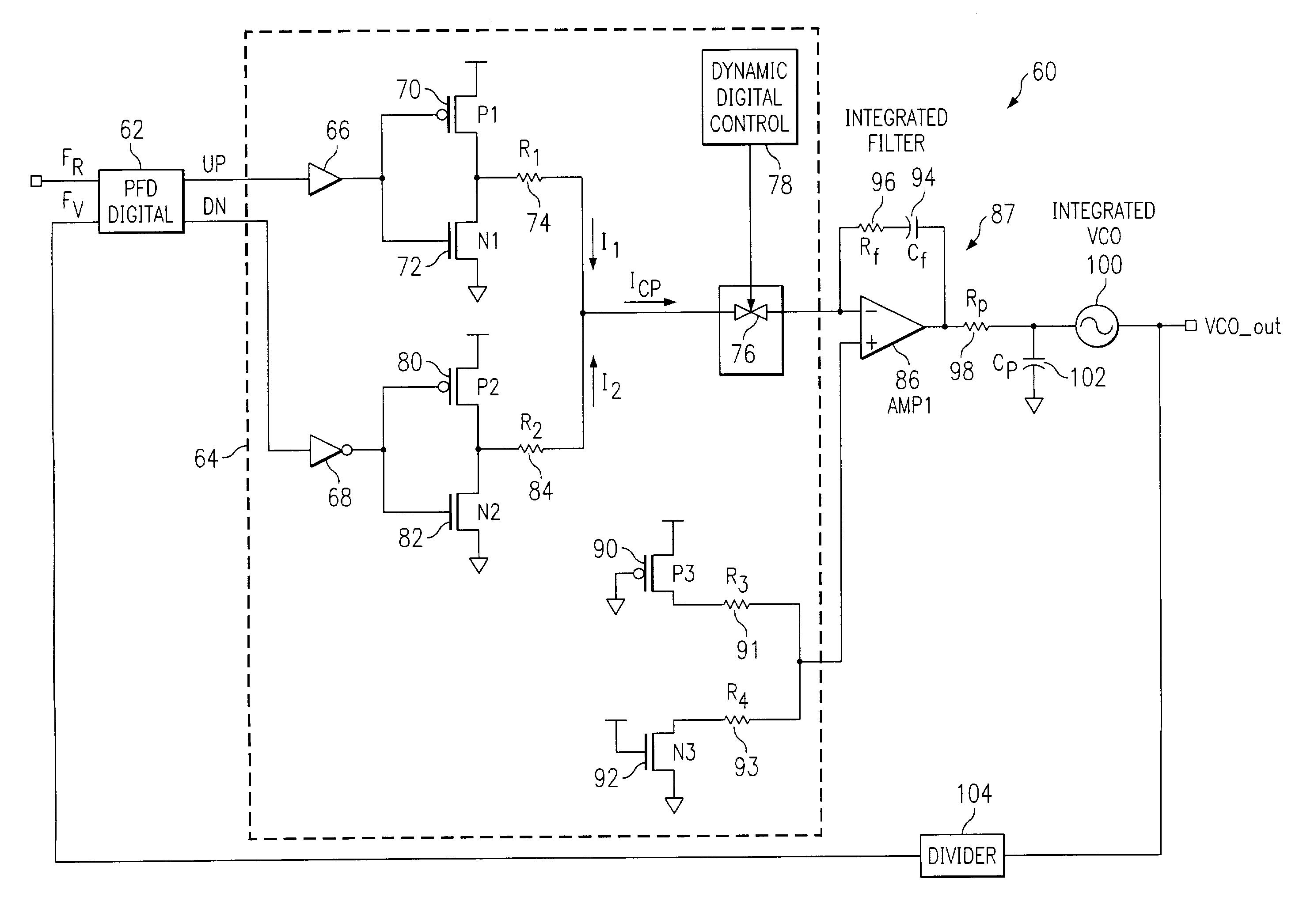 Charge pump phase locked loop
