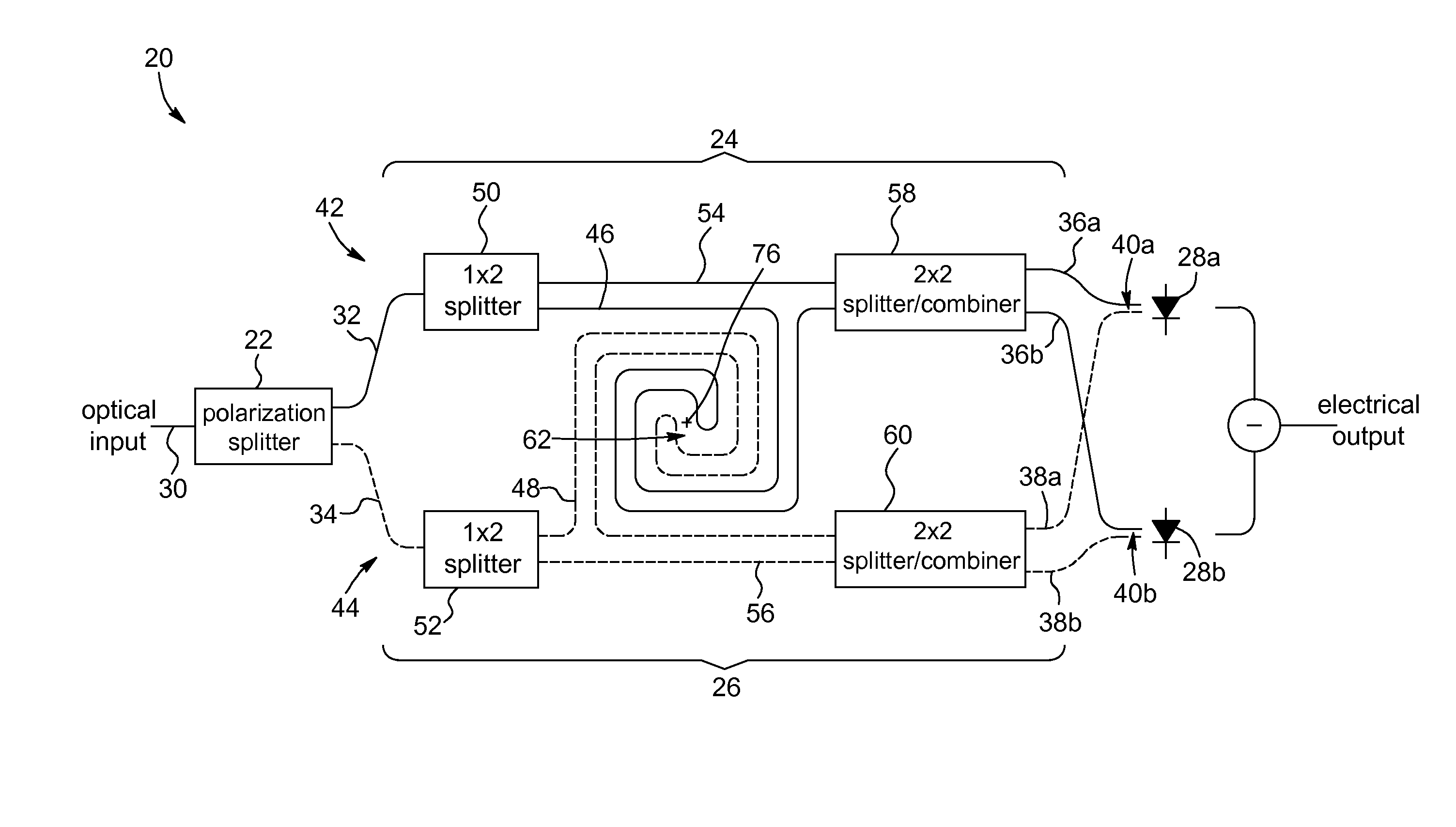 Compact polarization-insensitive optical receiver