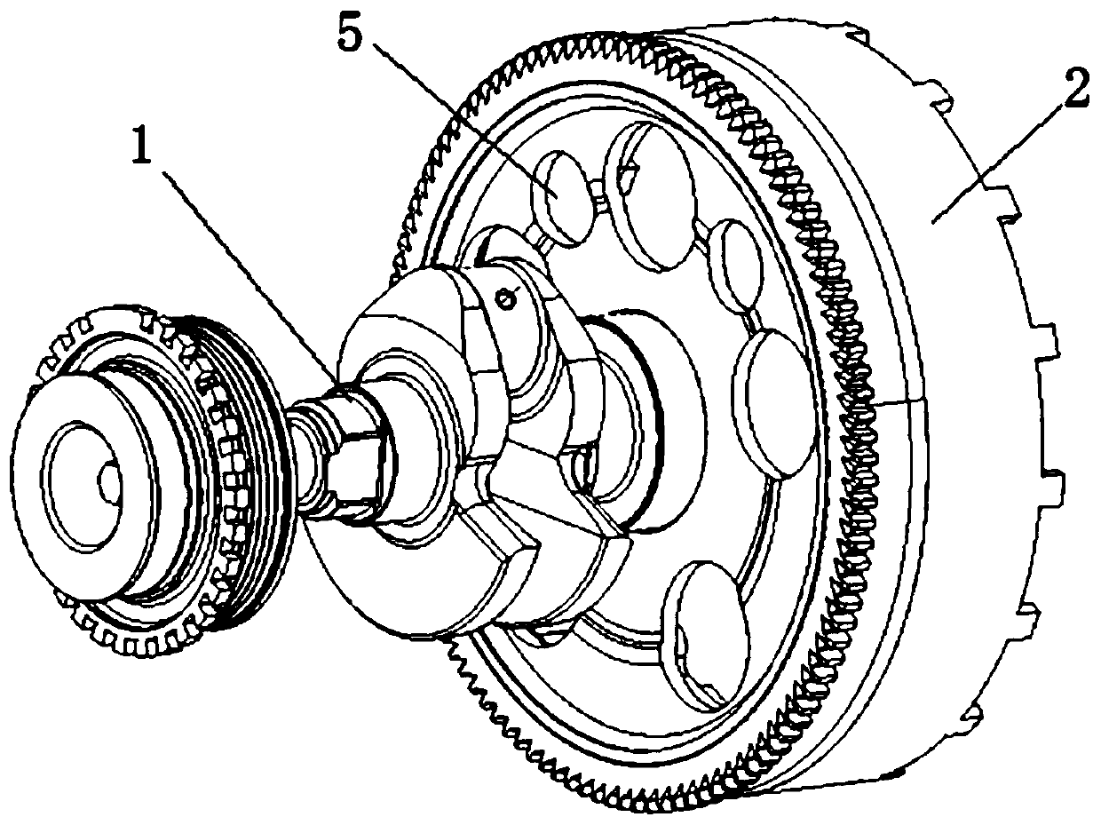 Crankshaft and flywheel set