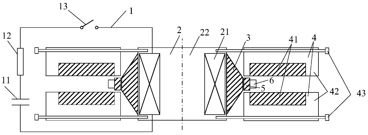 Device for electric effect decoupling in electromagnetic forming process