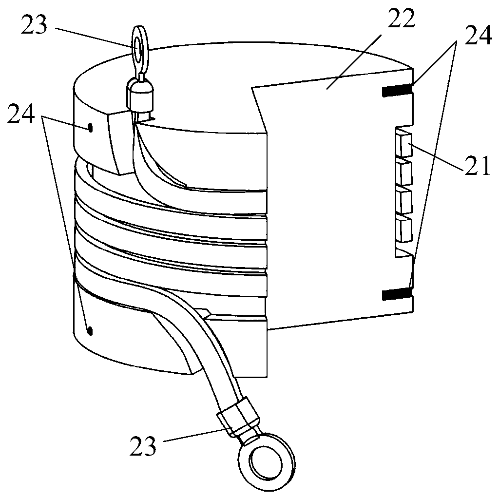 Device for electric effect decoupling in electromagnetic forming process