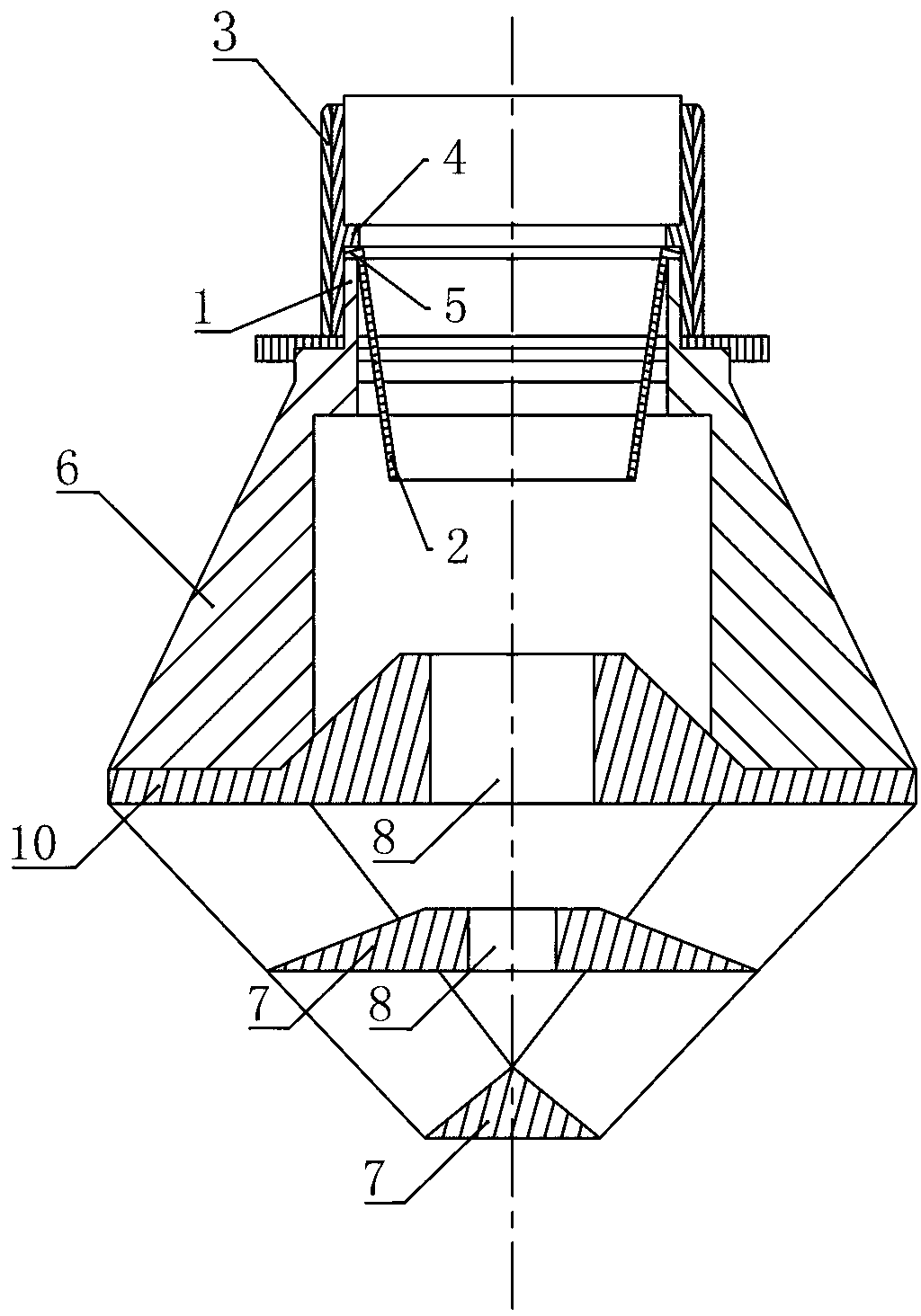 Falling nozzle for bromine blowout tower