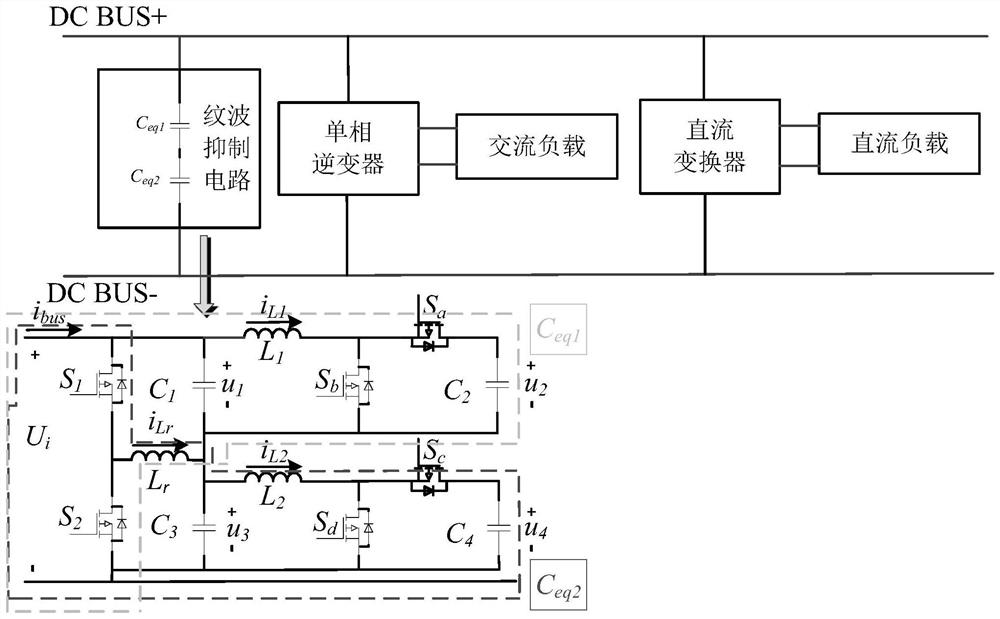 Secondary current ripple suppression method based on active large capacitor