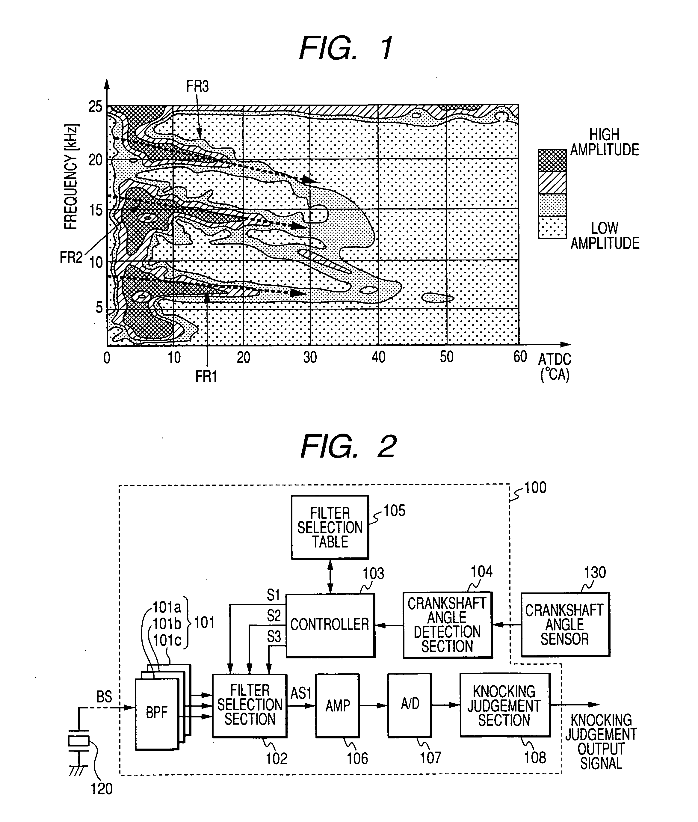 Engine knocking detection apparatus which adjusts passband of sensor signal bandpass filter in accordance with increases in crankshaft angle