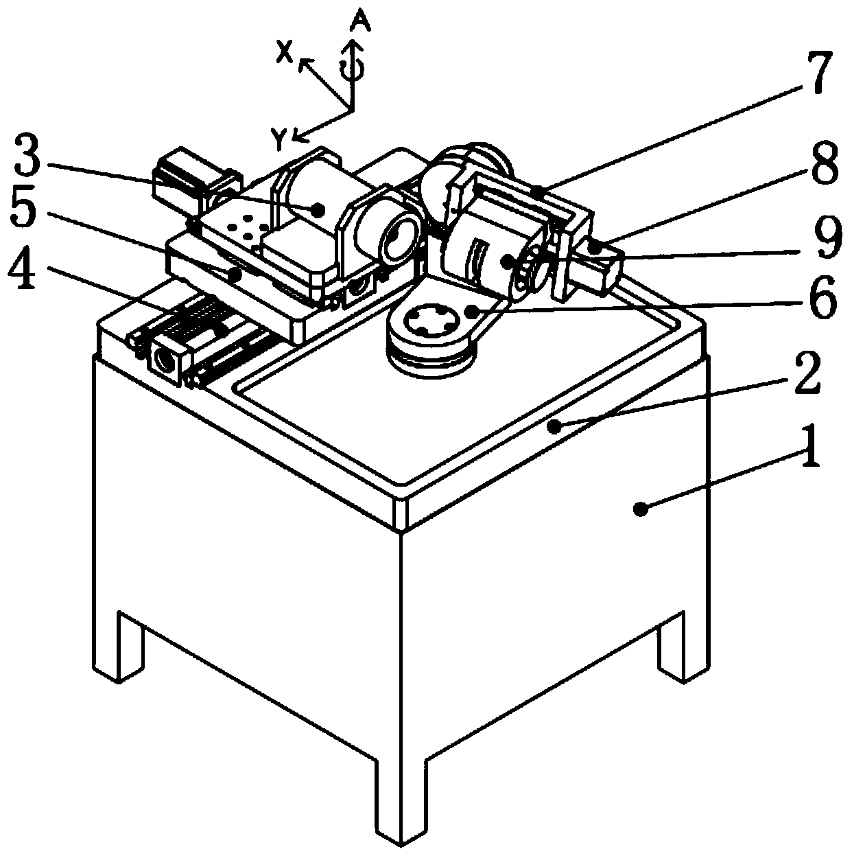 Small-sized six-axis linkage knife grinding device
