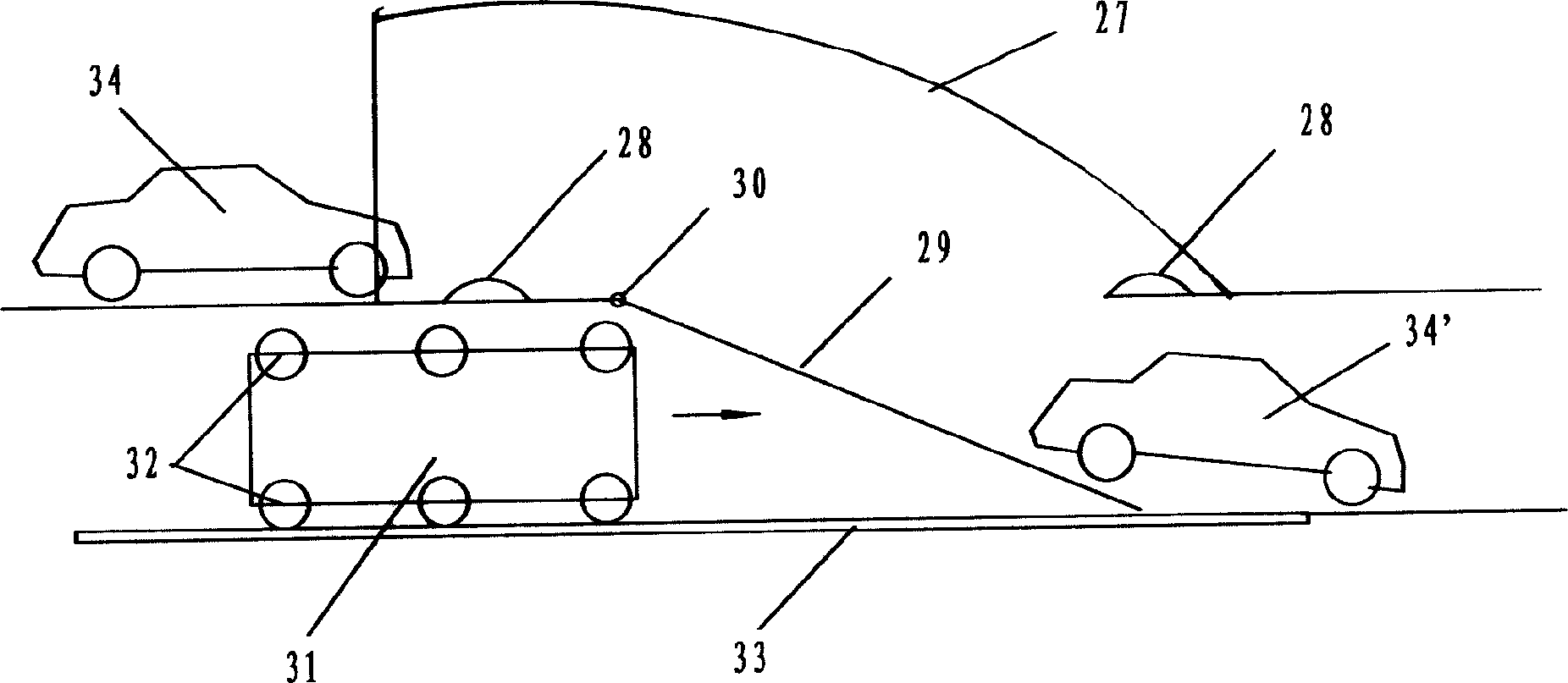 Underground system for dividing flow of vehicles and foot passengers at crossroad