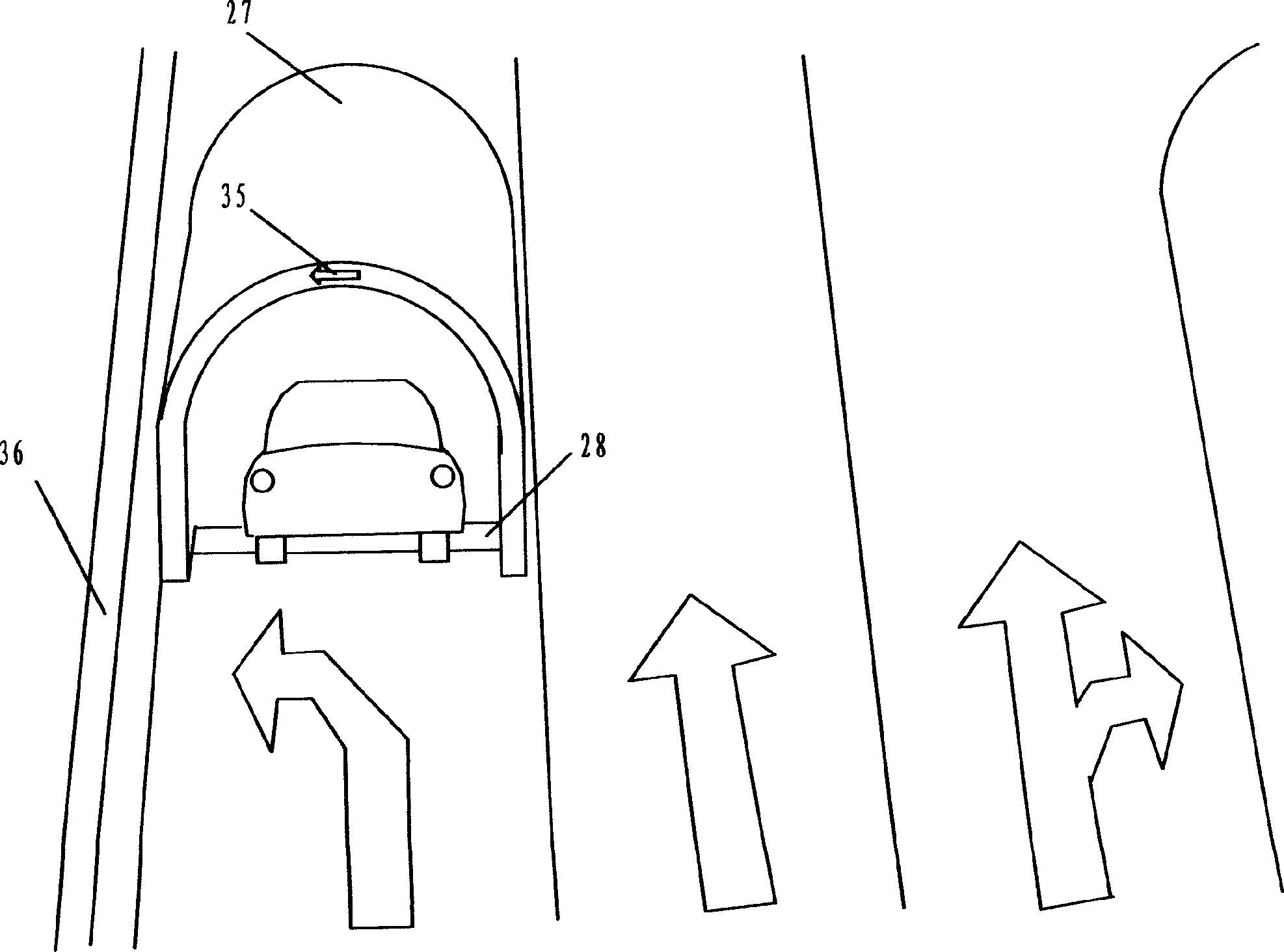 Underground system for dividing flow of vehicles and foot passengers at crossroad