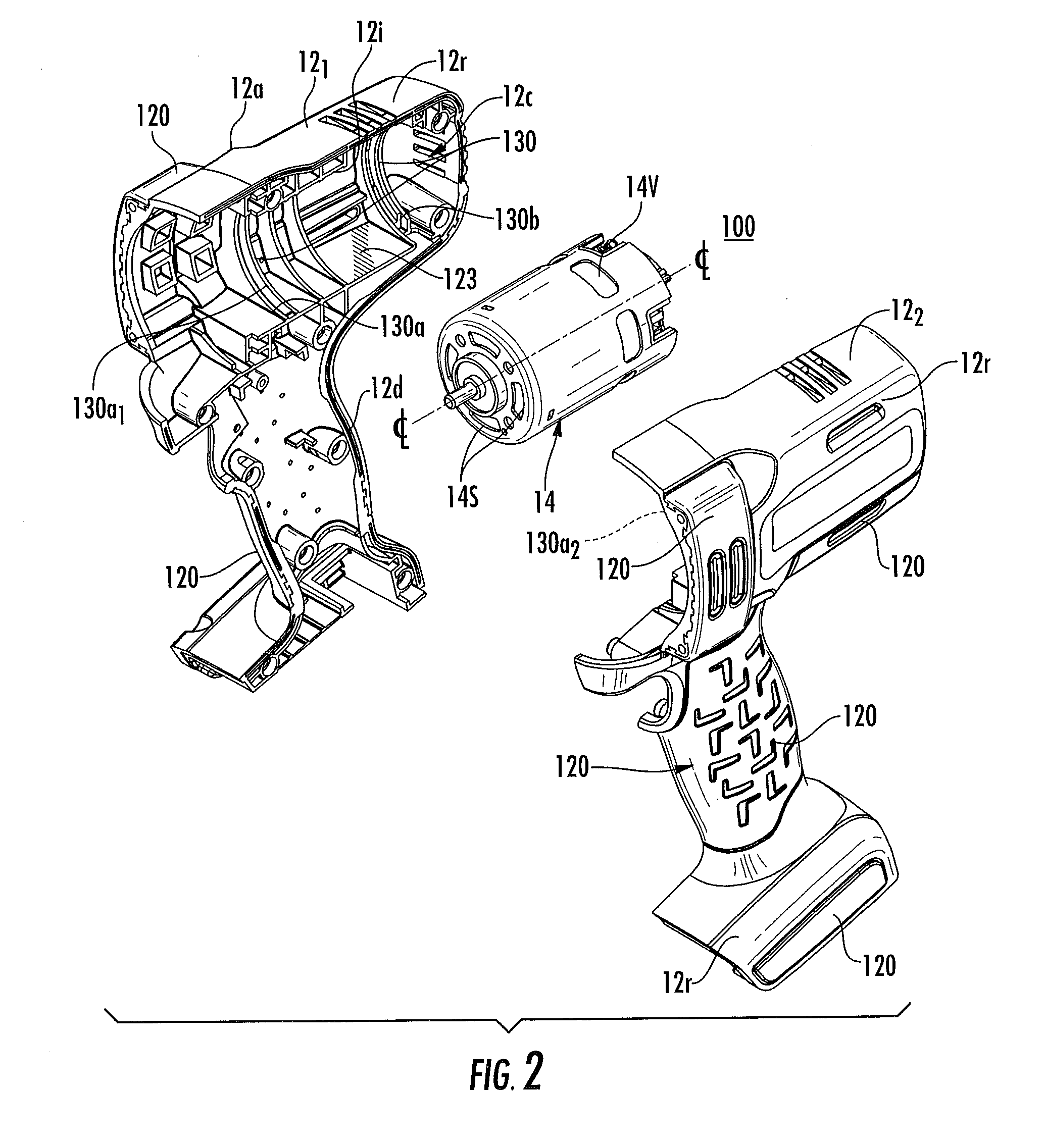 Power tools with housings having integral resilient motor mounts
