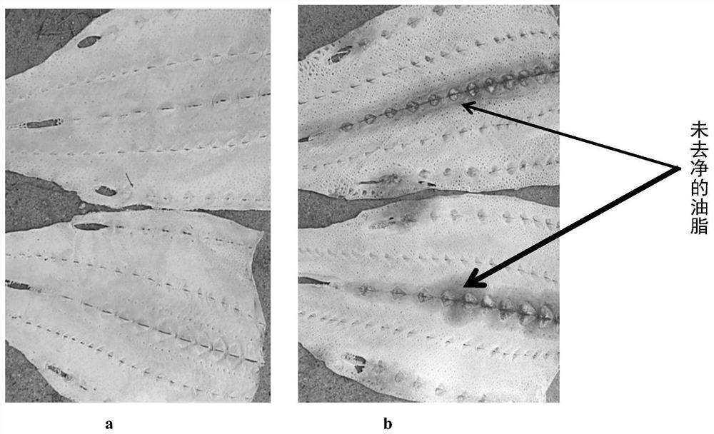 A kind of method for degreasing sturgeon leather