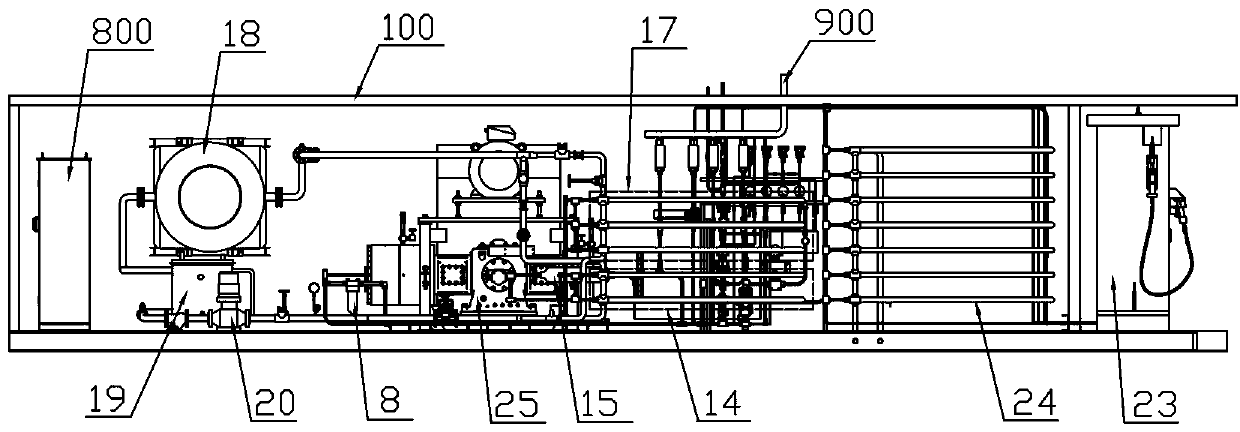 Container skid-mounted compression hydrogenation device