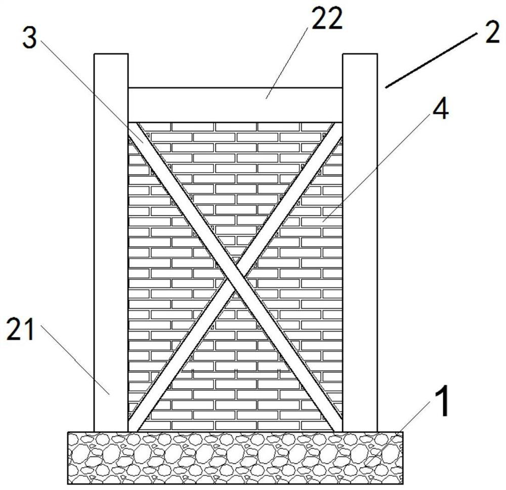 Brick masonry filled wood frame wall