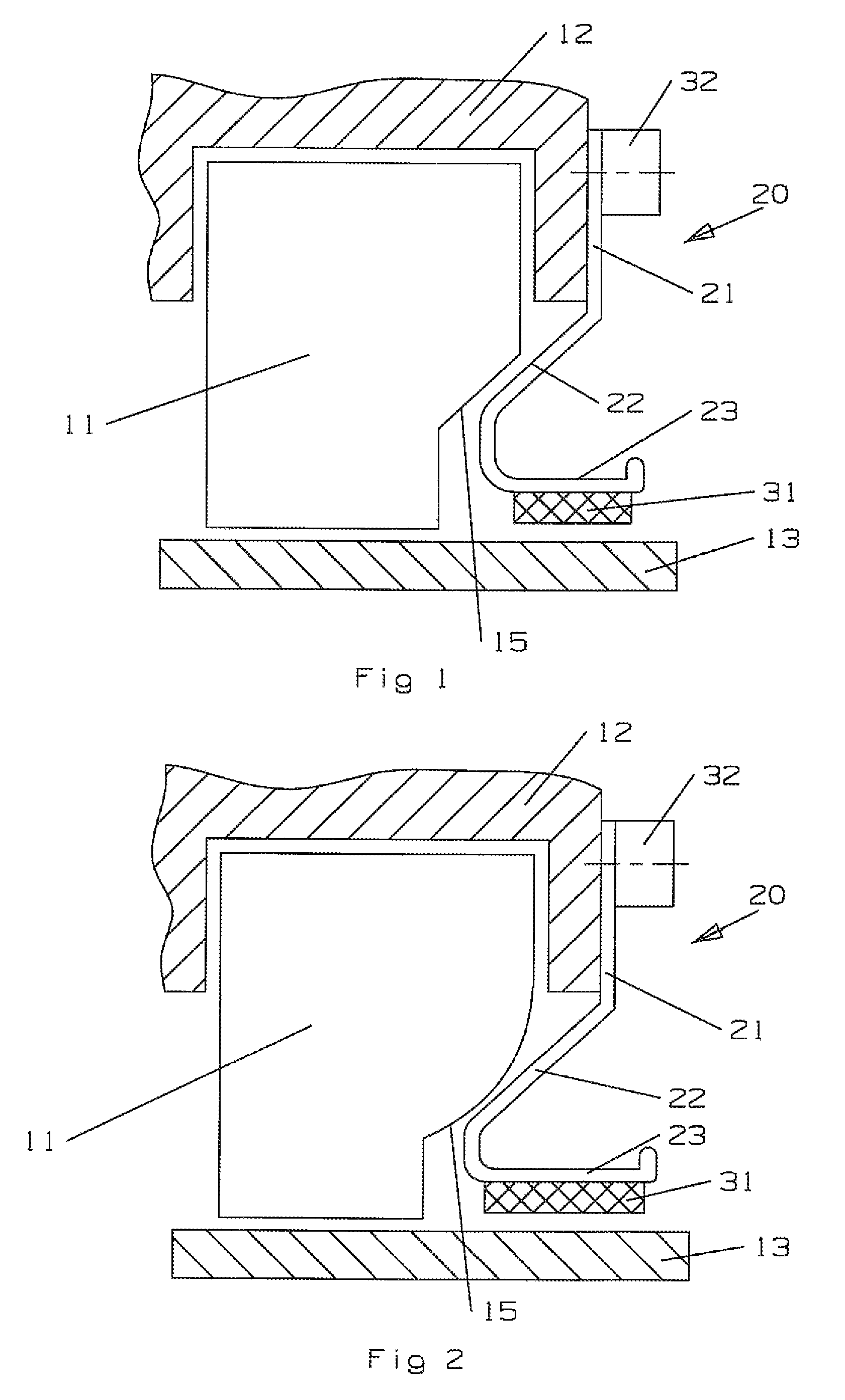 Card seal with conical flexible seal