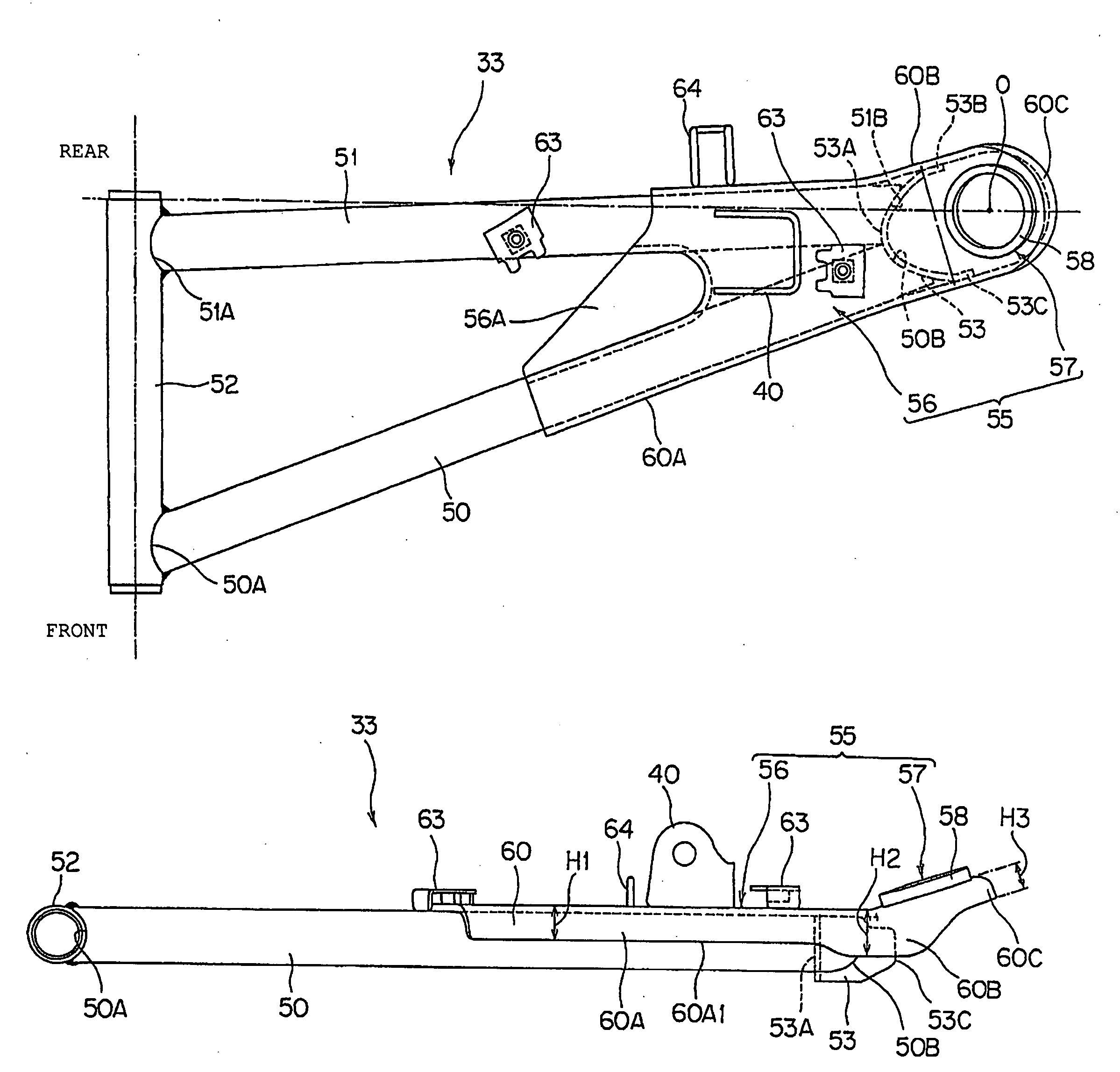 Suspension arm assembly for a vehicle, and vehicle incorporating same