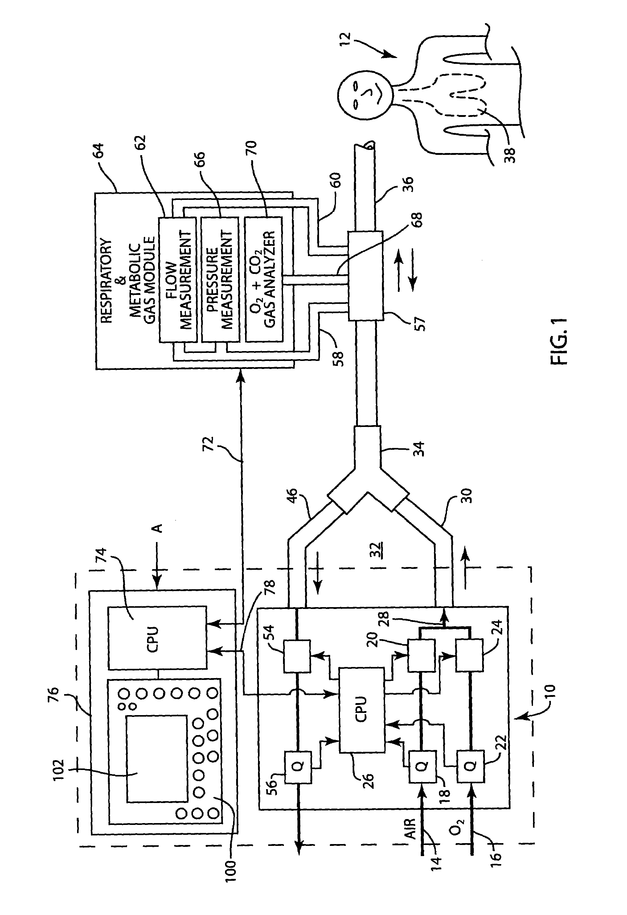 Apparatus and method for determining and displaying functional residual capacity data and related parameters of ventilated patients