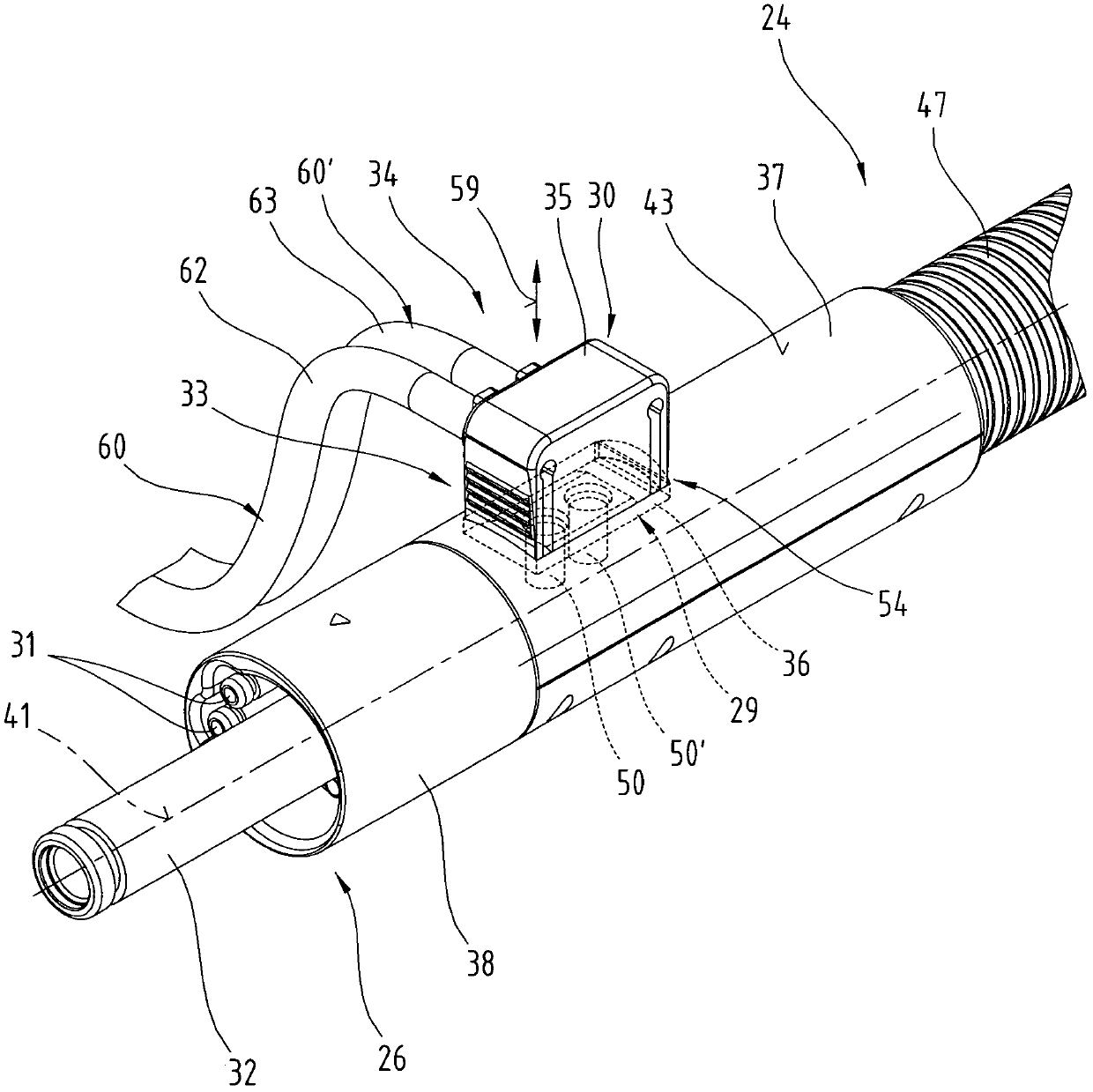 Hose assembly and coupling device for a welding device