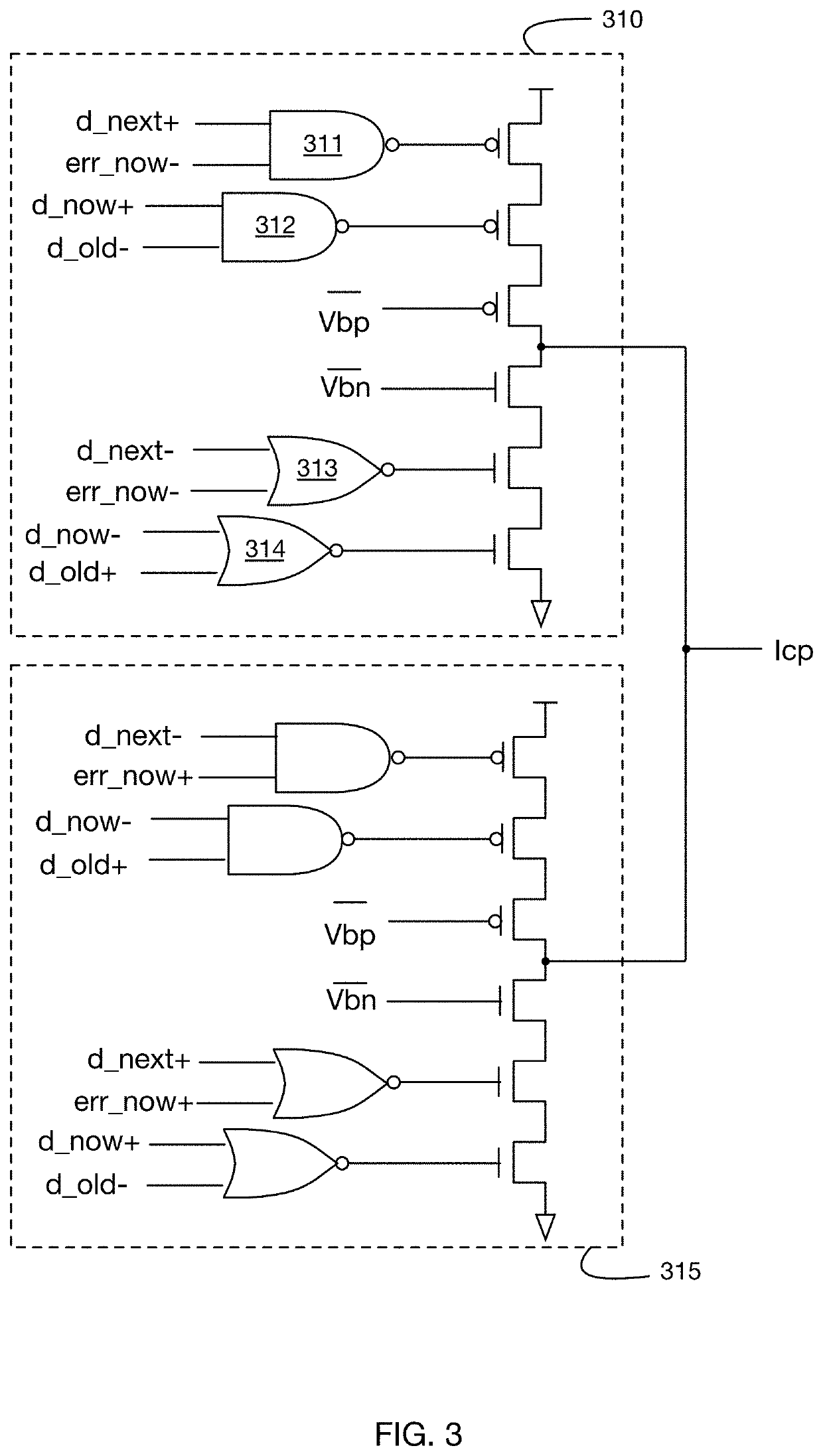 Low latency combined clock data recovery logic network and charge pump circuit
